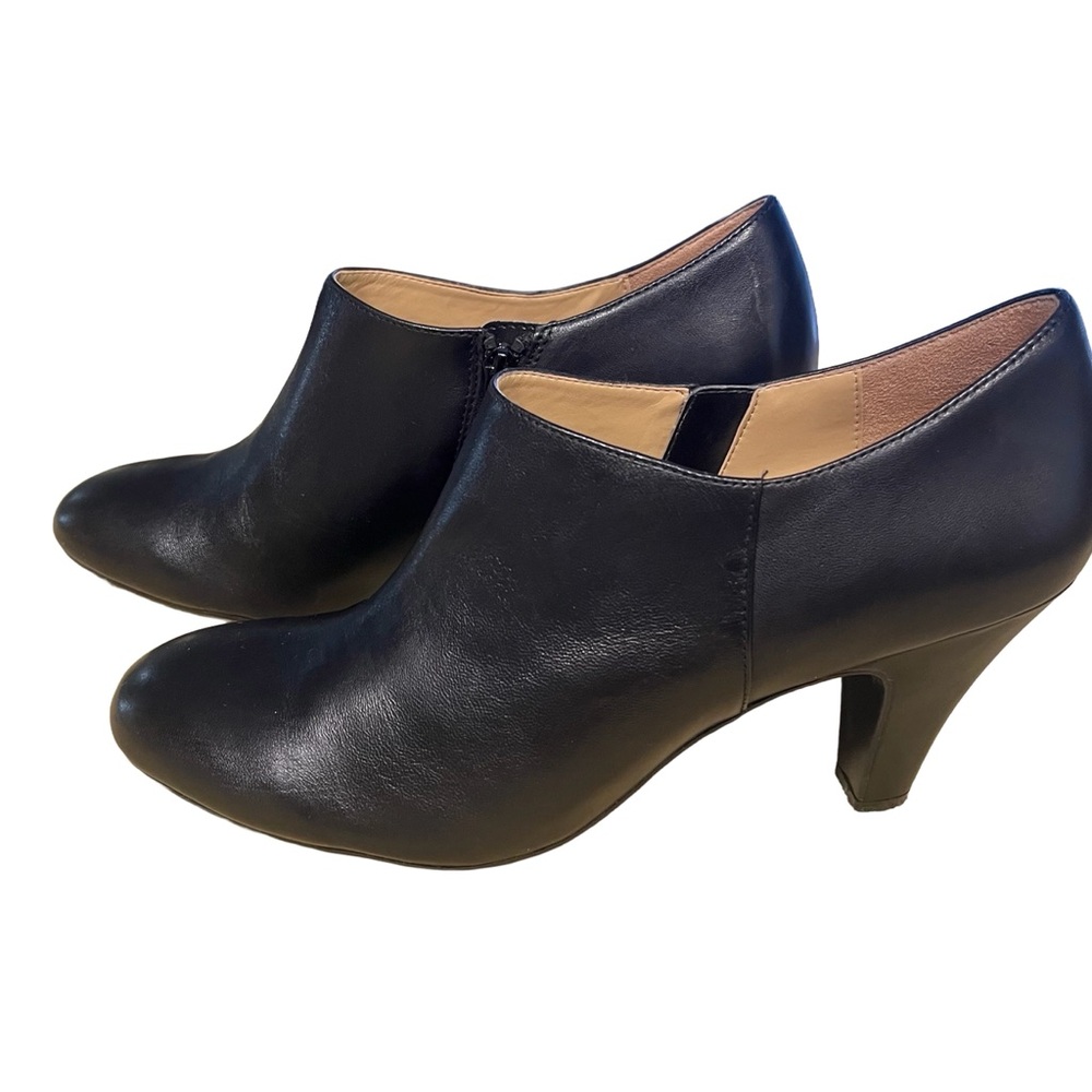 NEW Naturalizer Women Lucca Black Leather Sz 11 Zip Up Heeled Ankle Bootie